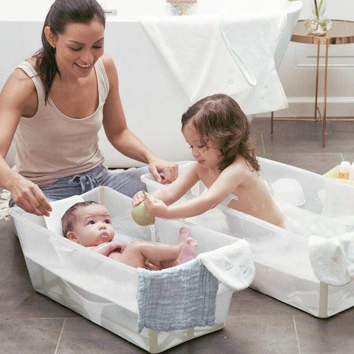 Stokke - Flexi Bath® Bundle Tub with Newborn Support XL (Transparent Blue, Gift Box)