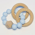 Sugar + Maple Silicone with Beechwood Teether - Rings Blue