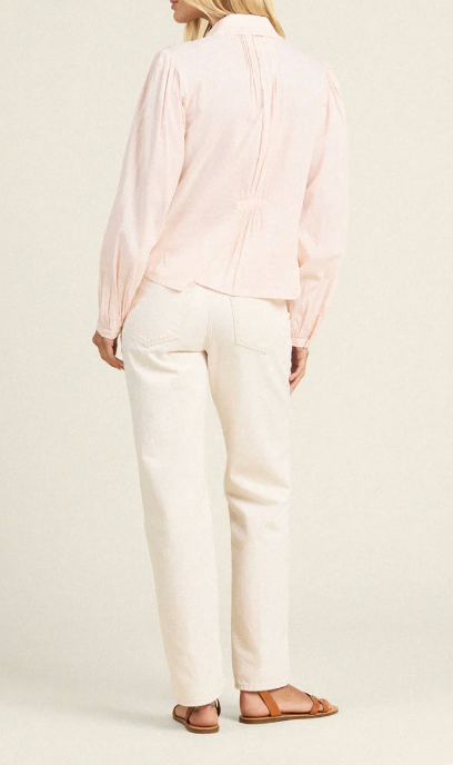 THALIA BLOUSE IN PINK MICRO STRIPE