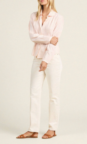 THALIA BLOUSE IN PINK MICRO STRIPE