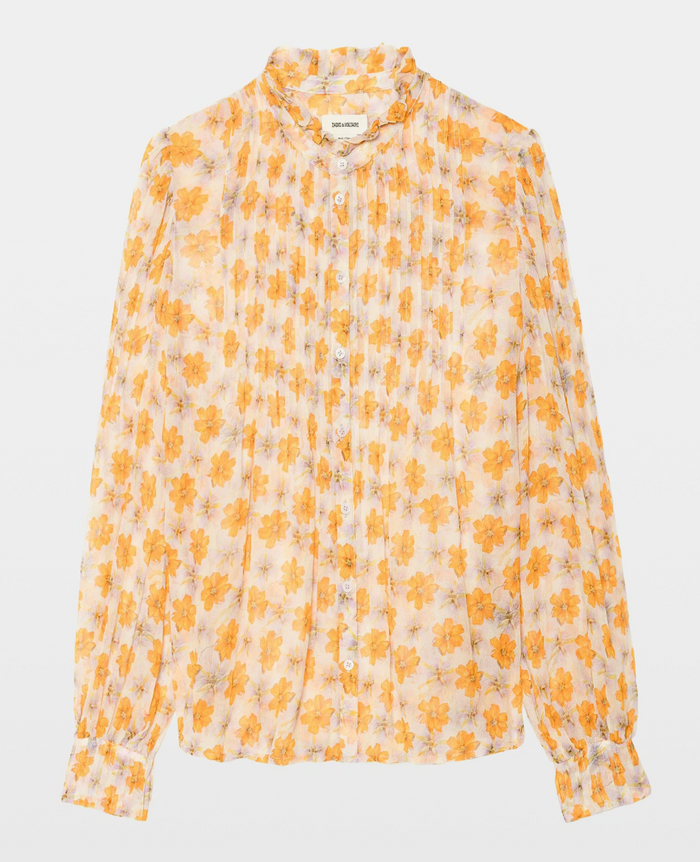 TIMZ MOUSSELINE FLOWERS BLOUSE IN CREAM