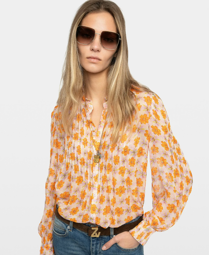 TIMZ MOUSSELINE FLOWERS BLOUSE IN CREAM
