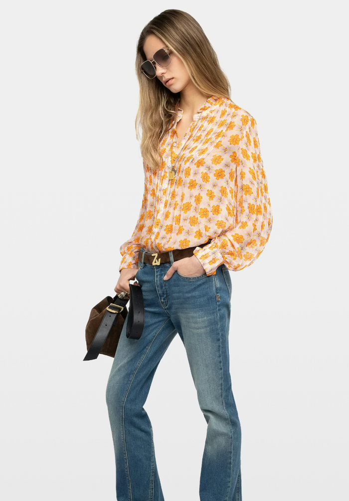 TIMZ MOUSSELINE FLOWERS BLOUSE IN CREAM