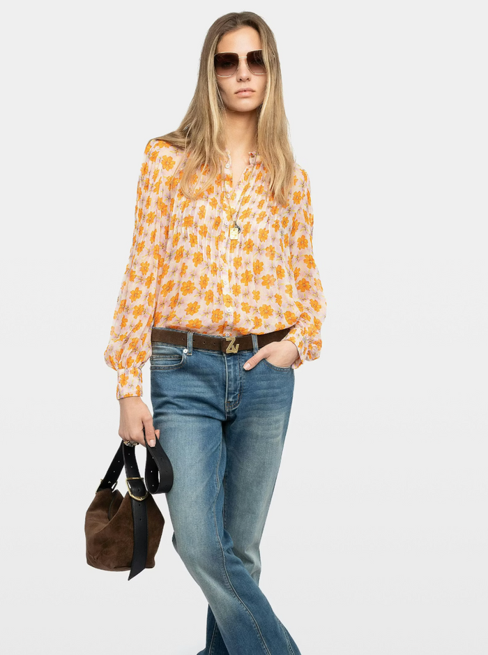 TIMZ MOUSSELINE FLOWERS BLOUSE IN CREAM