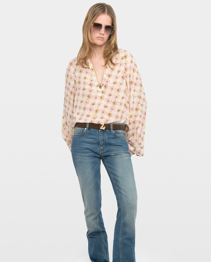 TORNY SMOOTH MIRROR FLOWERS BLOUSE IN PEAR