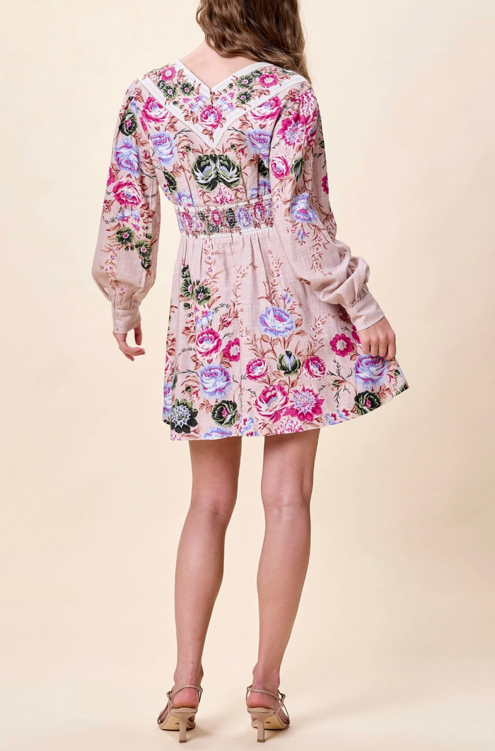 TRUDY MINI DRESS IN SILVA PRINT