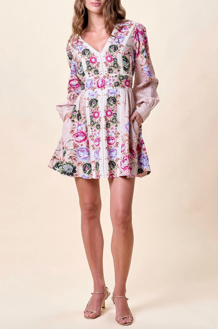 TRUDY MINI DRESS IN SILVA PRINT