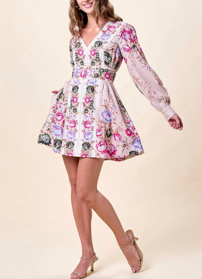 TRUDY MINI DRESS IN SILVA PRINT
