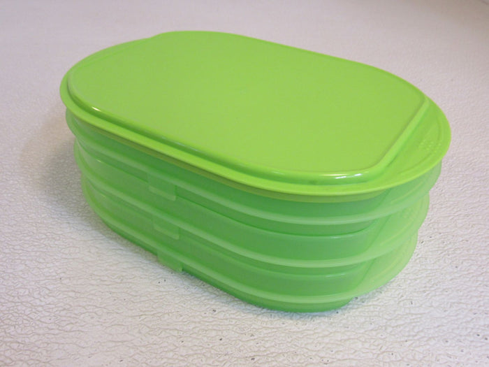 Tupperware-Fidge-Stackable-Deli-Meat-Keeper-Lime-Green-3-Compartment-134-011923-134 1