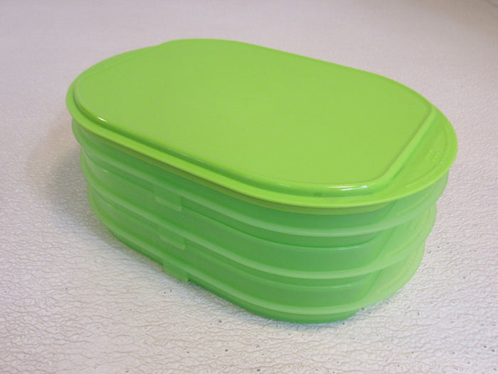 Tupperware-Fidge-Stackable-Deli-Meat-Keeper-Lime-Green-3-Compartment-134-011923-134 2