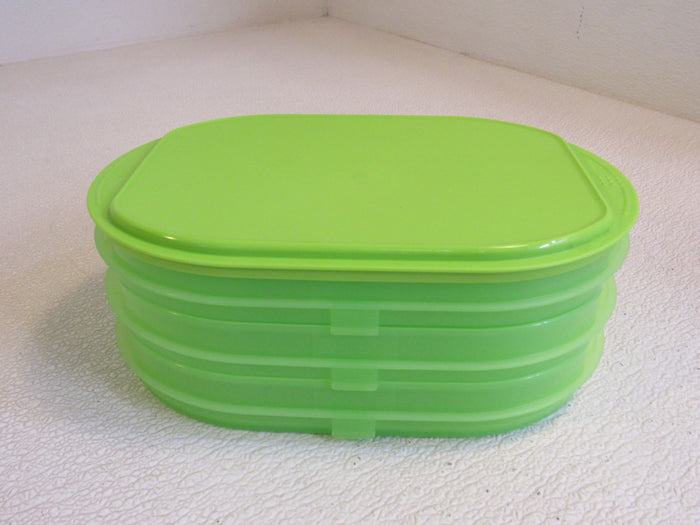 Tupperware-Fidge-Stackable-Deli-Meat-Keeper-Lime-Green-3-Compartment-134-011923-134 3