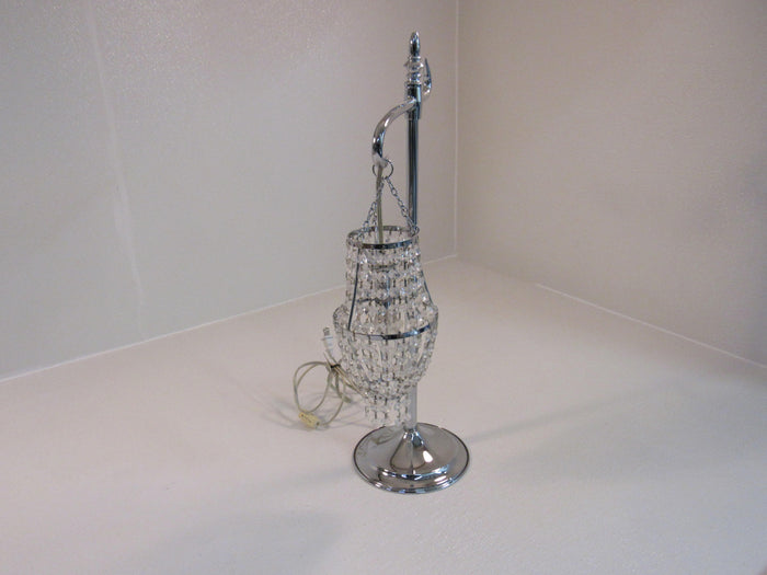 Unbranded/Generic Table Lamp With Beaded Light Shade Silver 146525 -- Used