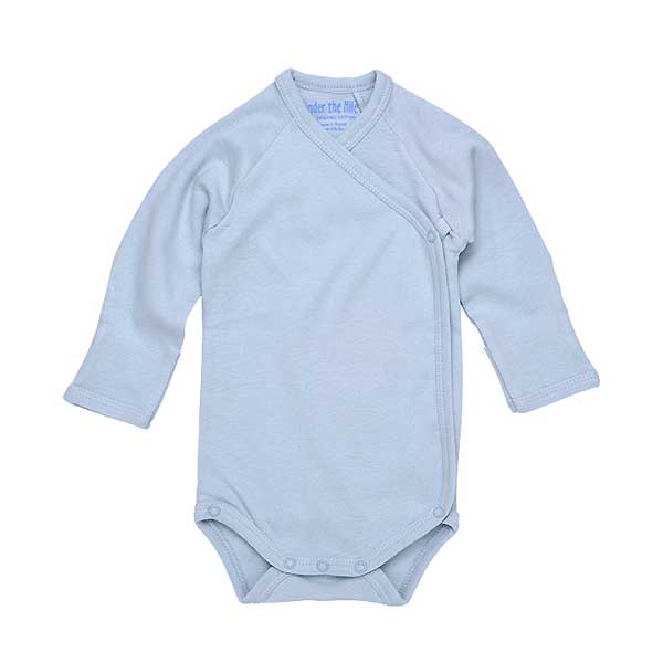 Under The Nile Long Sleeve Side Snap Babybody - Ice Blue Product