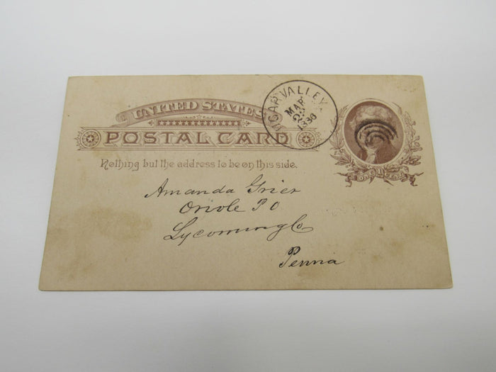 USPS-Scott-UX8-Antique-1c-Brown-On-Buff-Thomas-Jefferson-Used-Postal-Card-708 3