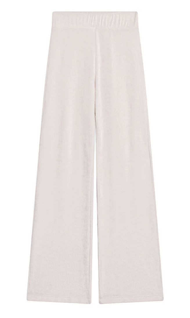 VELOUR FLARE PANT IN WHITE SAND