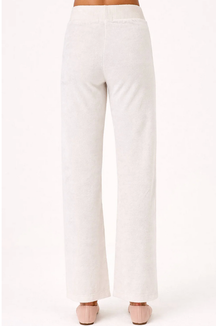 VELOUR FLARE PANT IN WHITE SAND