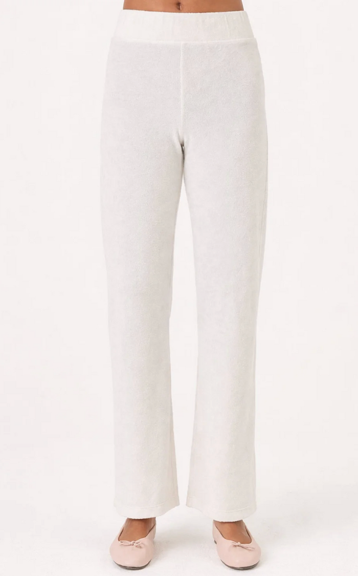 VELOUR FLARE PANT IN WHITE SAND