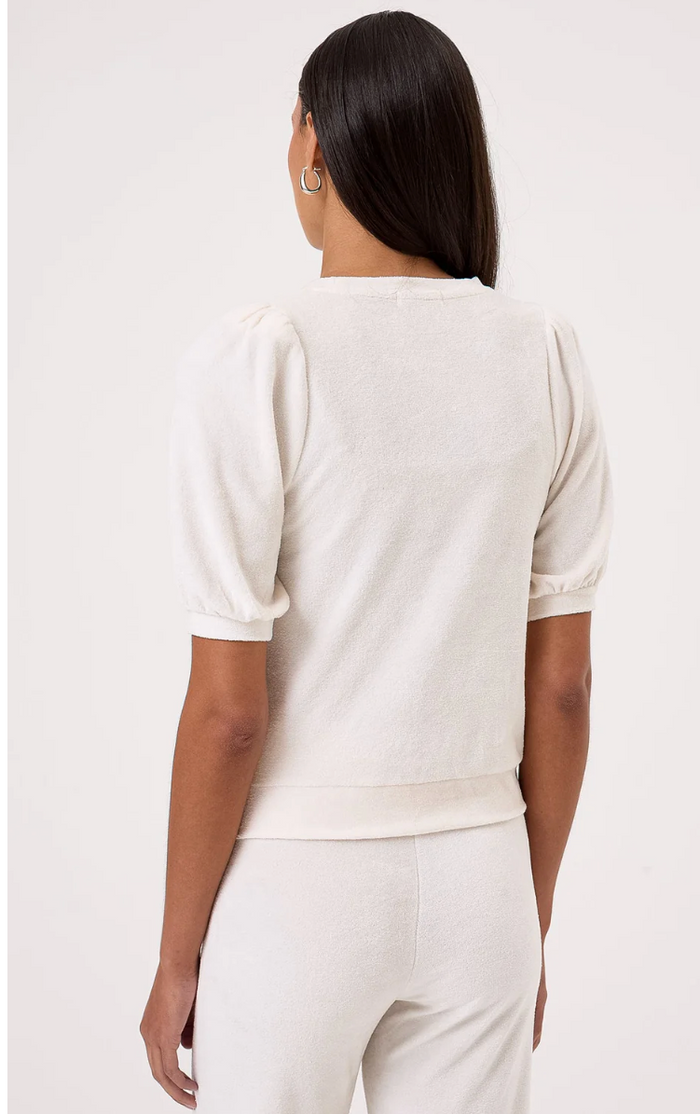 VELOUR S/S PUFF TEE IN WHITE SAND