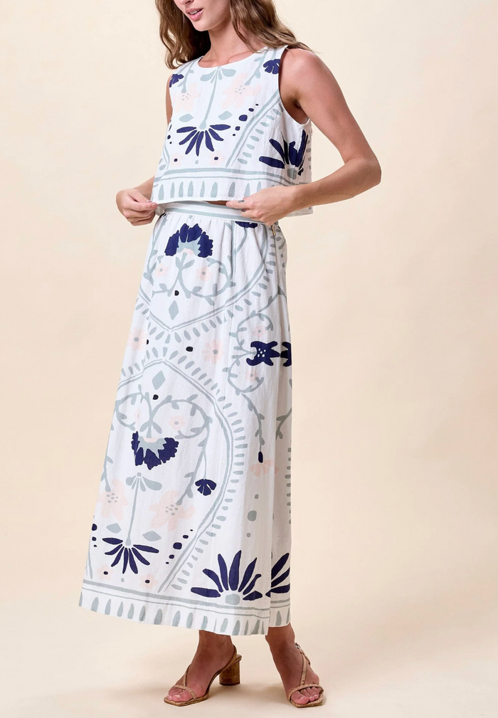 VENETIA TOP IN LILIANA BLUE SURF PRINT