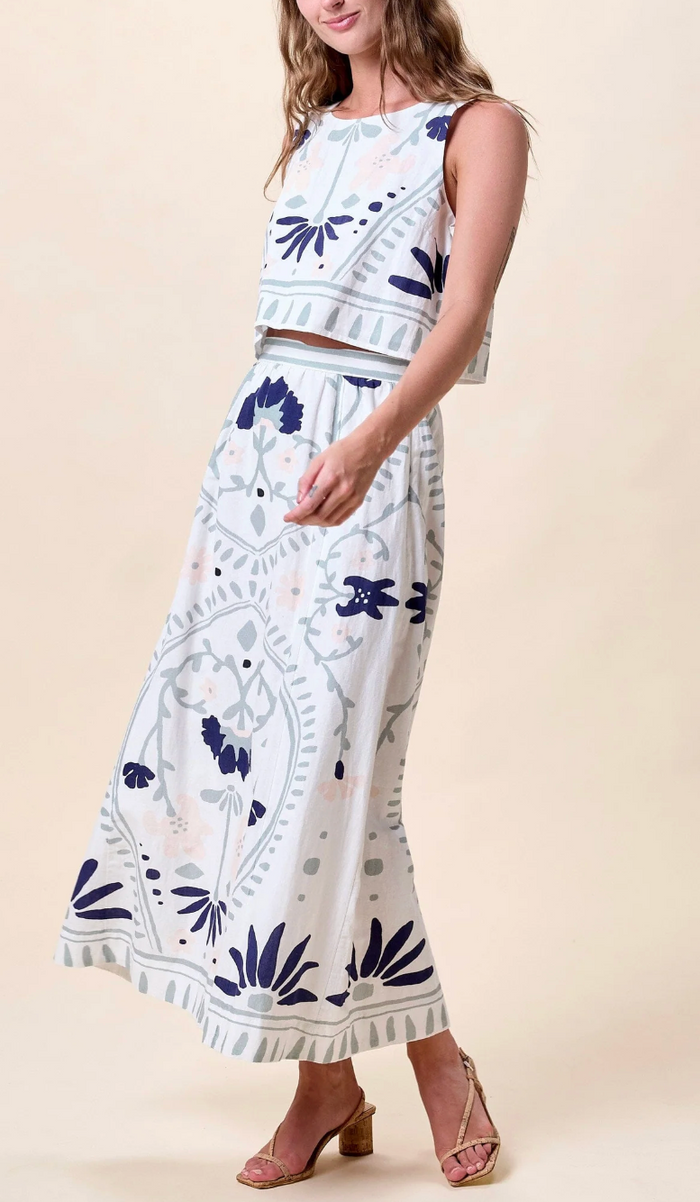 VENETIA TOP IN LILIANA BLUE SURF PRINT