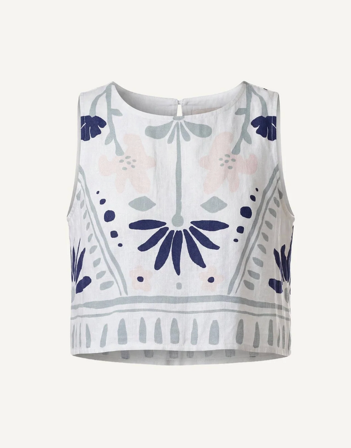 VENETIA TOP IN LILIANA BLUE SURF PRINT