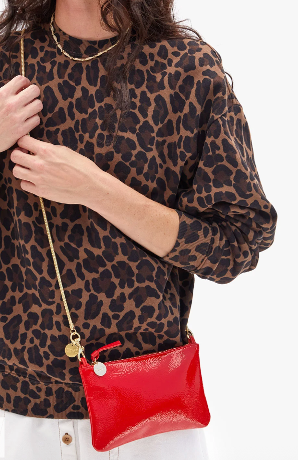 Wallet Clutch w/ Tabs - Pucker Patent in Super Red Pucker Patent