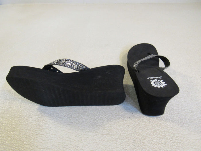 Yellow-Box-Wedge-Flip-Flop-Sandal-Embellished-Female-Adult-Size-8-Solid-432 5