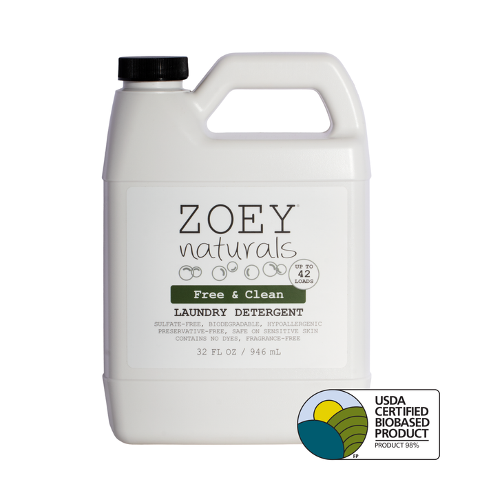 Zoet Naturals Free & Clean Laundry Detergent | Fragrance Free for Sensitive Skin, Plant Based
