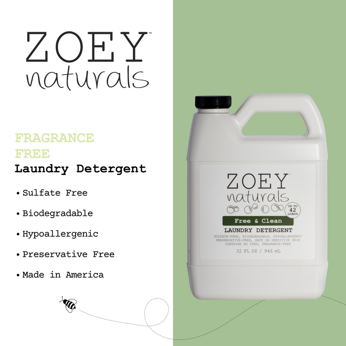 Zoet Naturals Free & Clean Laundry Detergent | Fragrance Free for Sensitive Skin, Plant Based